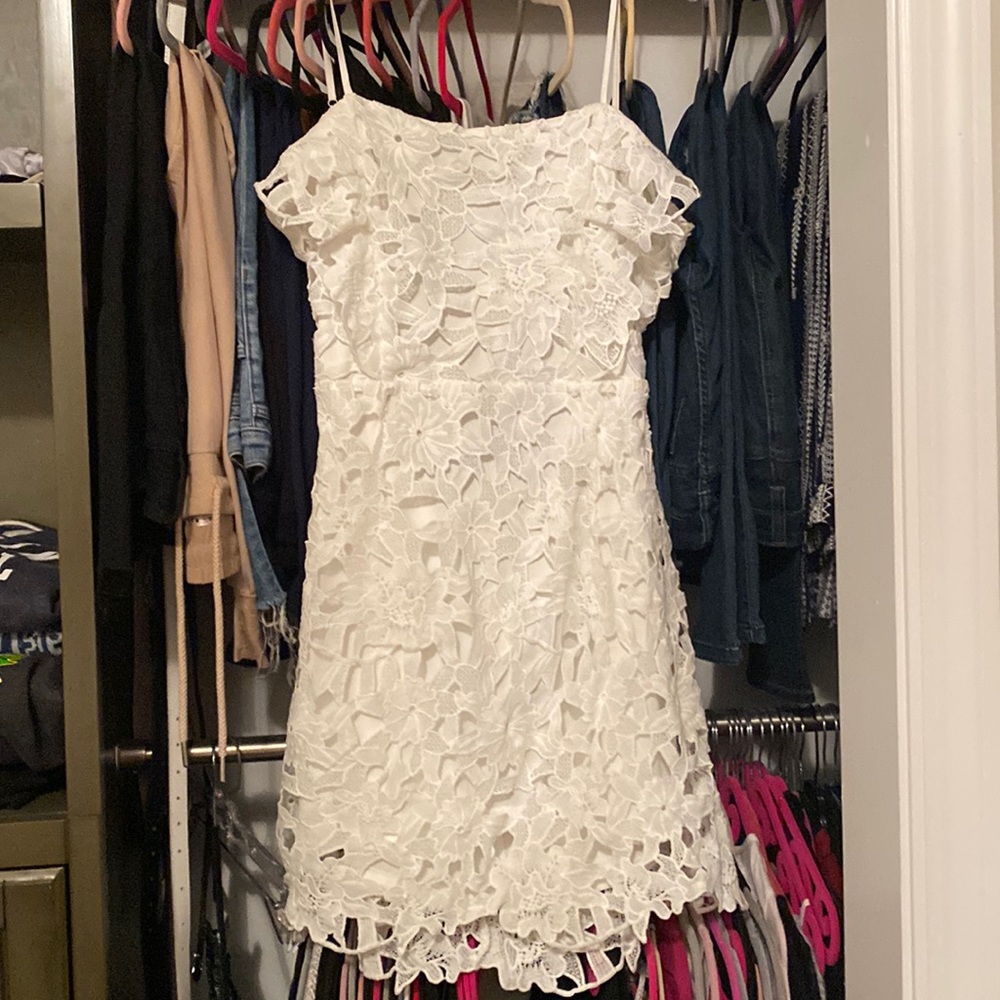 White eyelet formal dress